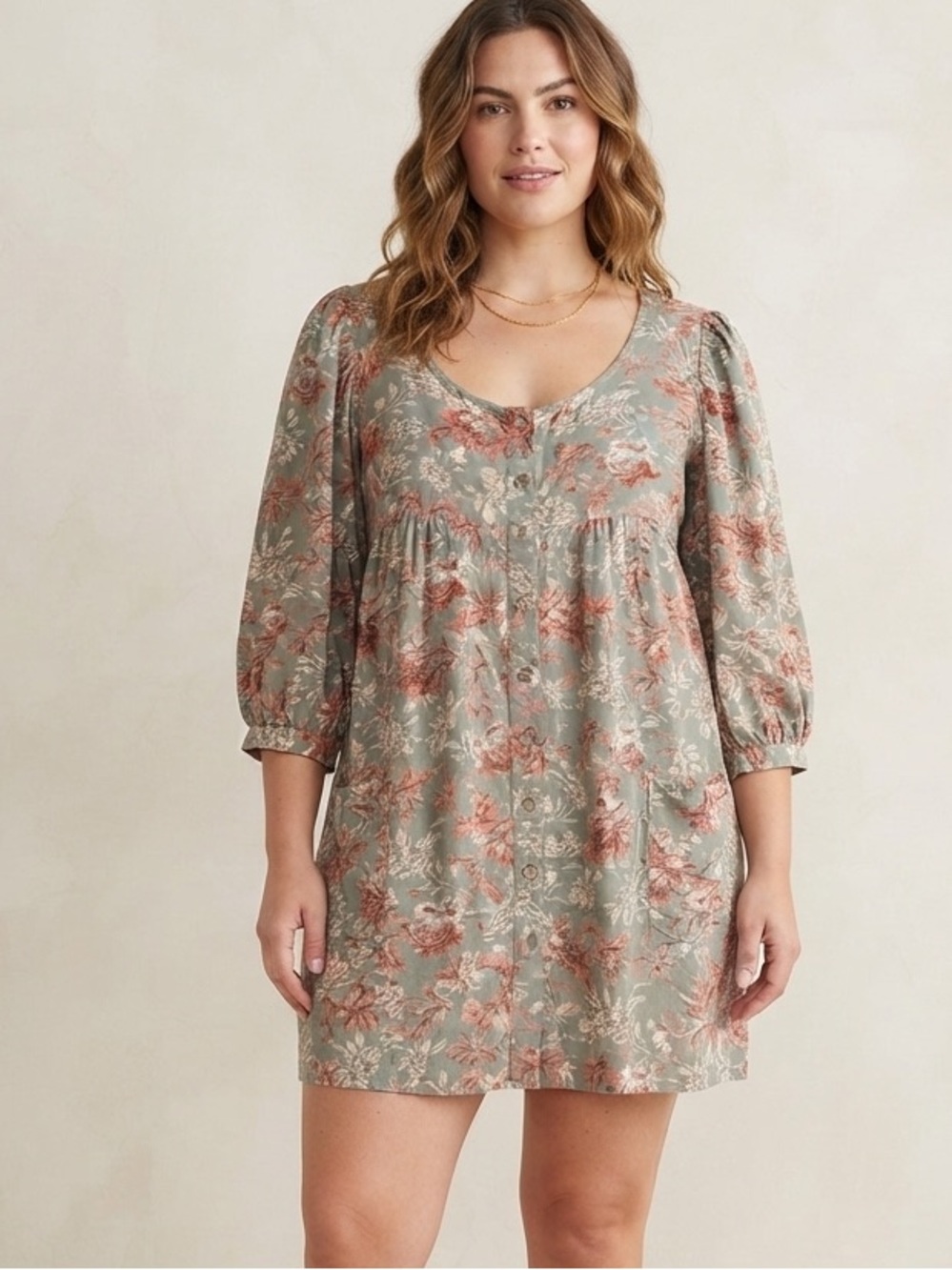 April Cornell Sz S Floral Cottagecore Boho Puff Sleeves Mini Tunic Dress